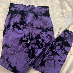 Purple and Black Tie-Dye Leggings